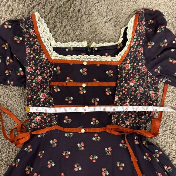 Gunne Sax Calico Dress Renaissance Fair Dress With Pockets Vintage 70s - Picture 17 of 17